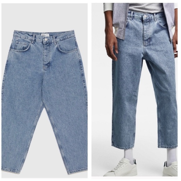 loose fit light blue jeans